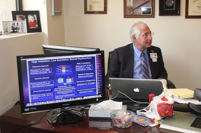 Goldstein in his office at San Diego Sexual Medicine. He uses the screen to emphasize what he is telling patients.