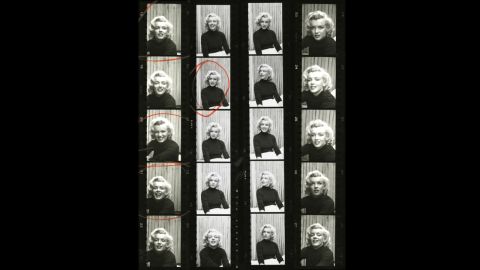 Circled photos on a black and white contact sheet show editor's choices from photographer Alfred Eisenstaedt's 1953 photo shoot.