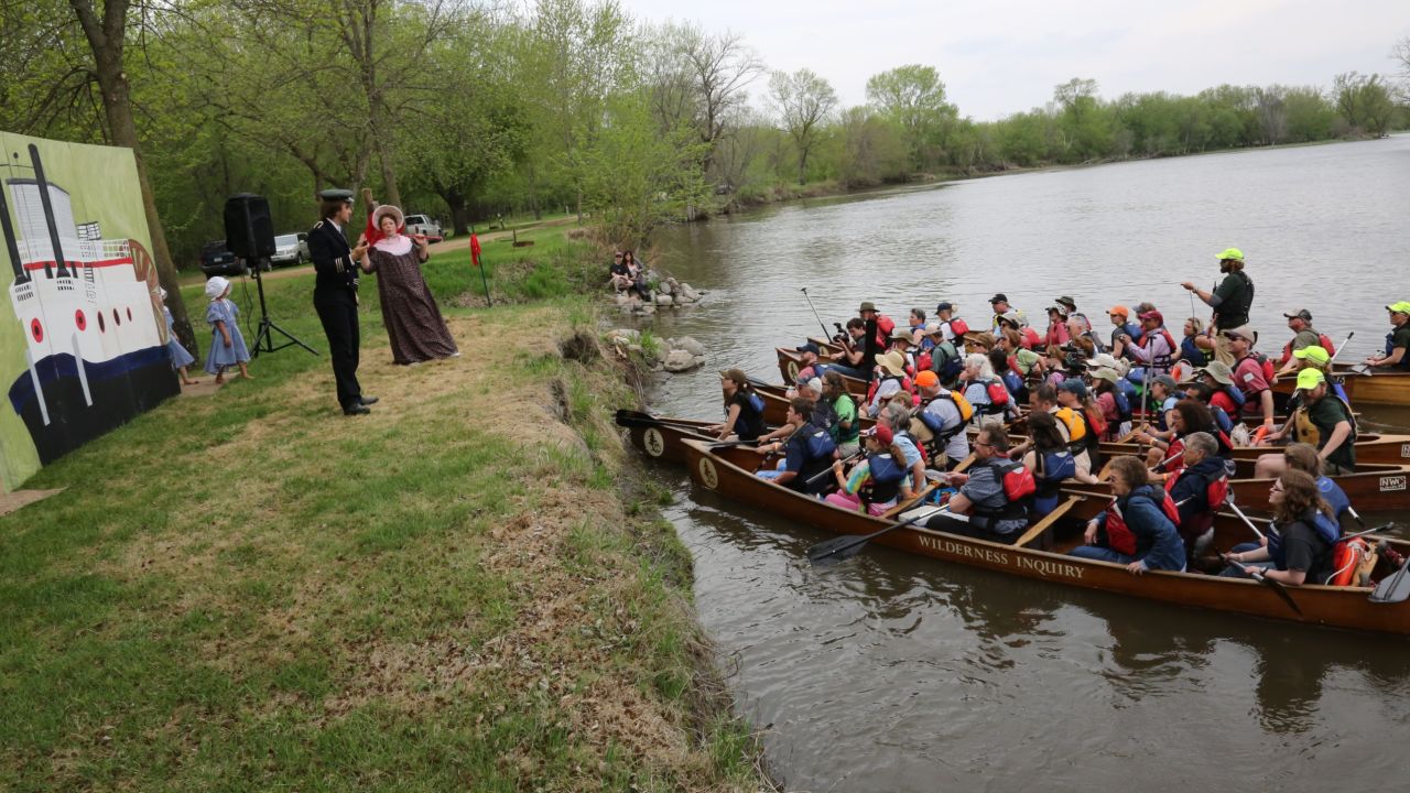 "With the Future on the Line" plays out for an audience in canoes, which paddles from scene to scene on the Minnesota River.