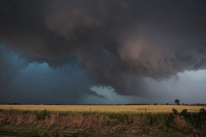 Storm clouds that produced a tornado roll through near El Reno on May 31.
