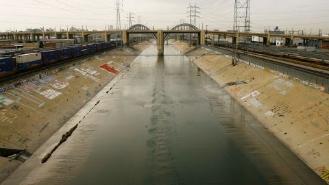 The Los Angeles River flows under the 6th Street Bridge in this 2008 photo.