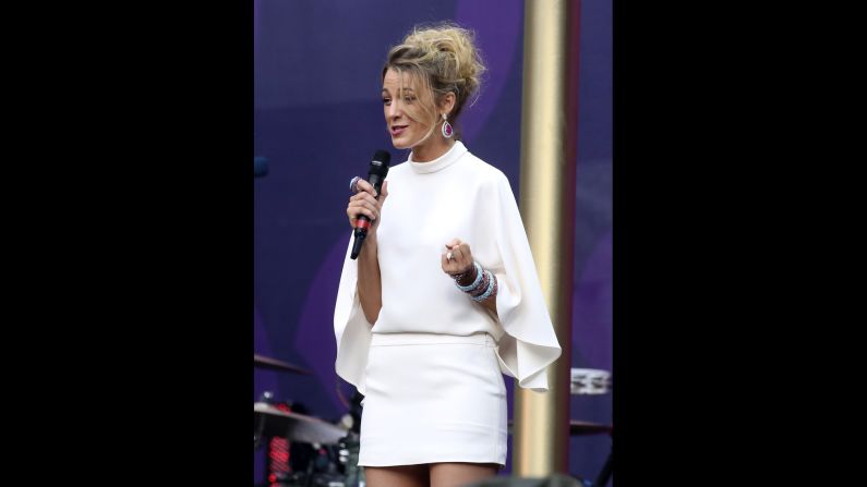 Actress Blake Lively speaks. After the concert she said that only learned of the organization about five months prior to the concert and was impressed with the amount of change it has been able to affect.  