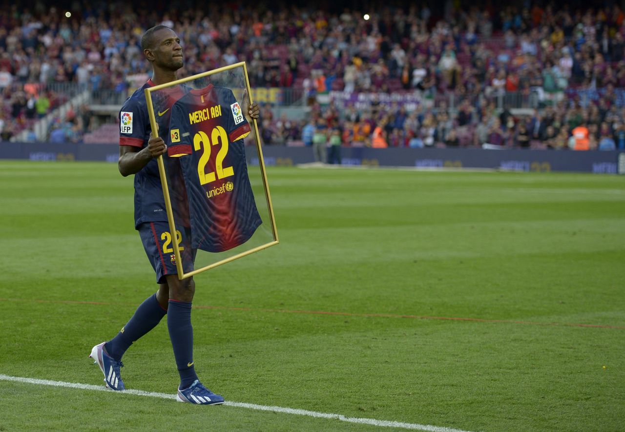 Barcelona said farewell to French defender Eric Abidal, who made his final appearance in the 4-1 win over Malaga, having been told he will be released despite returning following a liver transplant.