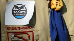 WASHINGTON, DC - MAY 22: Members of Scouts for Equality hold a rally to call for equality and inclusion for gays in the Boy Scouts of America as part of the 'Scouts for Equality Day of Action' May 22, 2013 in Washington, DC. The Boy Scouts of America is scheduled to hold a two day meeting tomorrow with 1,400 local adult leaders to consider changing its policy of barring openly gay teens from participating in the Boy Scouts. (Photo by Win McNamee/Getty Images)
