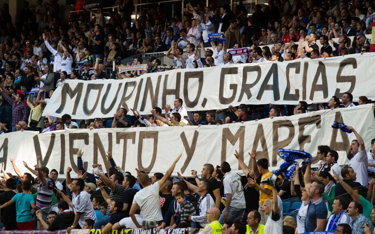 Though he was booed by some sections of the smaller than usual crowd, Mourinho did have some support from the Spanish club's "ultra" hardcore fans. 