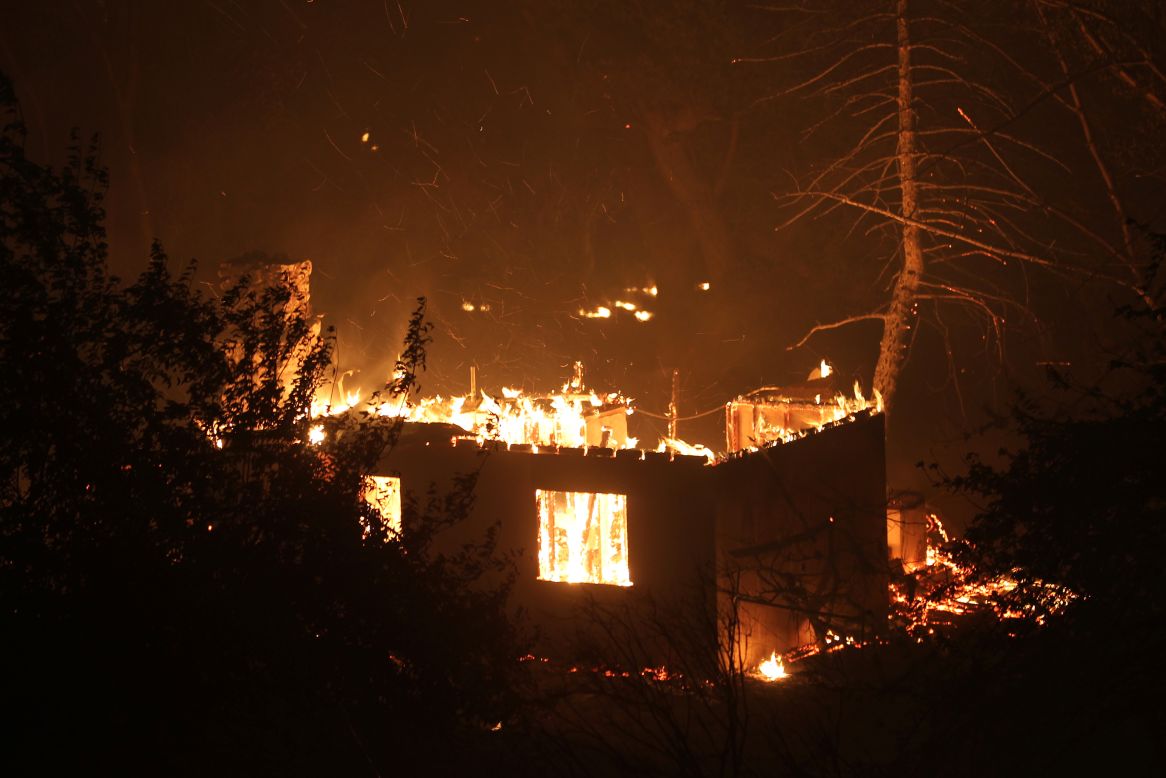 A house near Lake Hughes burns in the Powerhouse Fire on June 2.  