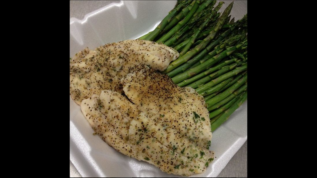 For dinner, Garrett sticks with lean proteins and vegetables. 