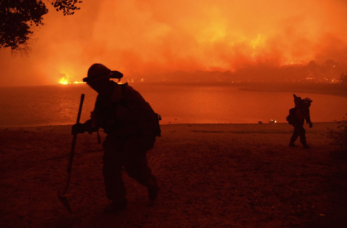 Firefighters battle the Powerhouse wildfire at the Angeles National Forest on Saturday, June 1. 