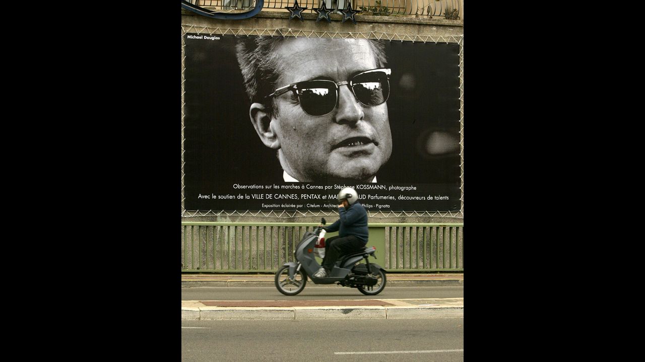 A poster of the actor is pictured on the opening day of the 2004 International Cannes Film Festival in France. 