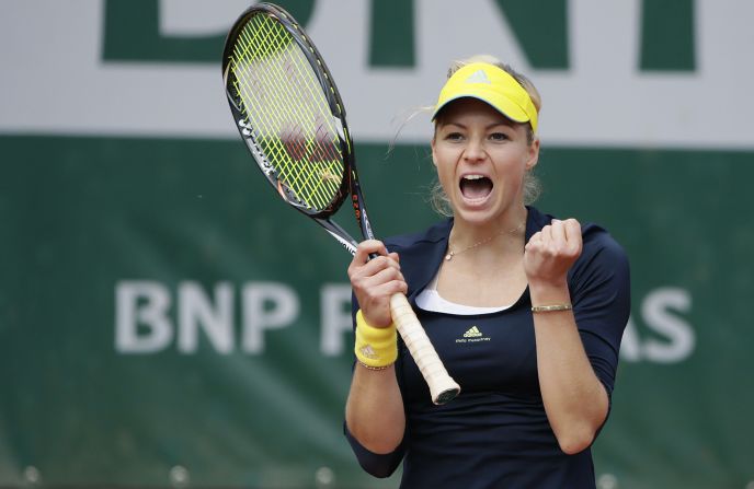 Kirilenko celebrates after beating Mattek-Sands on June 3.  Kirilenko defeated Mattek-Sands 7-5, 6-4.