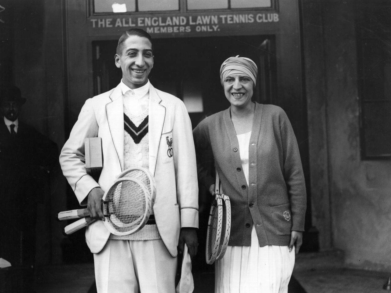 Lenglen is pictured here with fellow French tennis star Rene Lacoste, who went on to launch his own fashion house.  