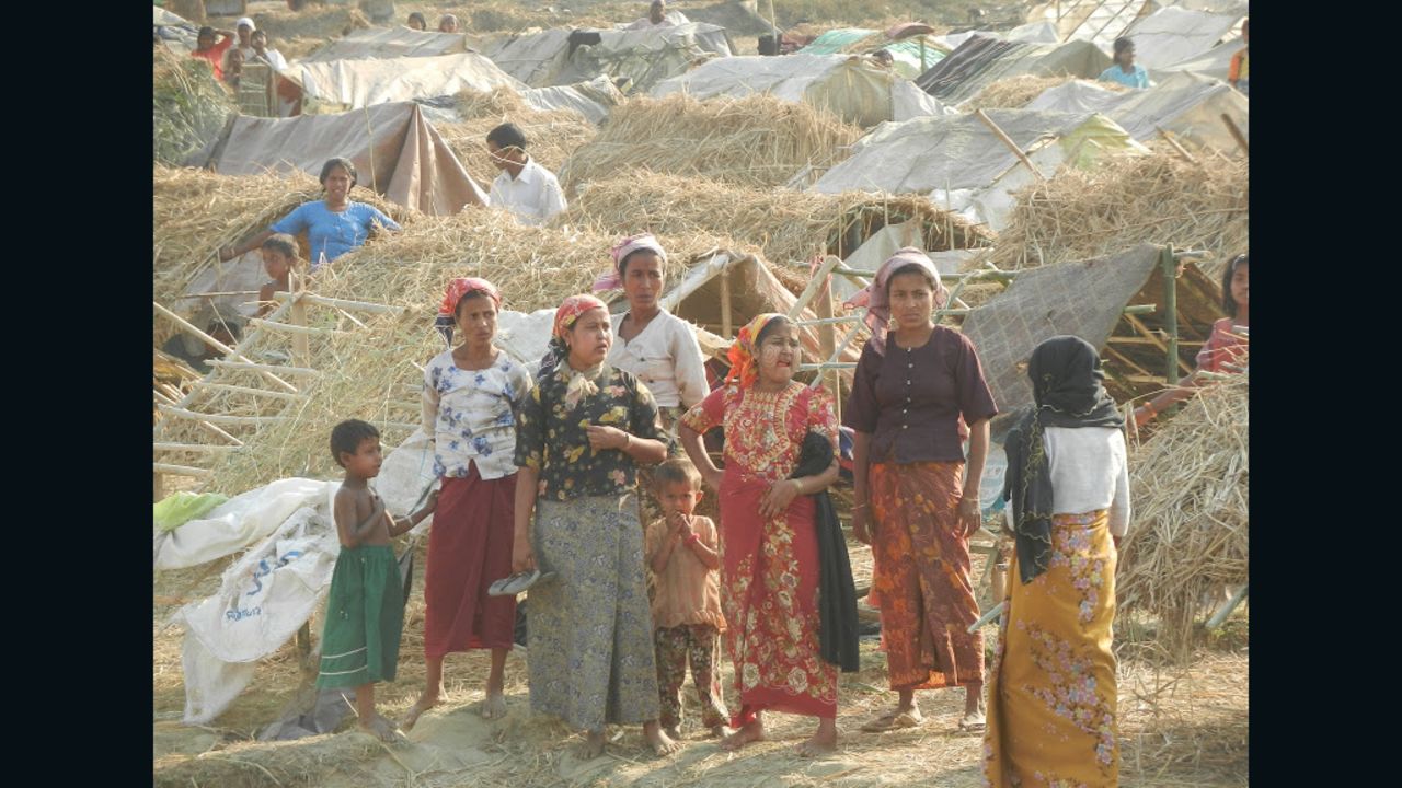Muslim Rohingya people pictured at a makeshift camp in May this year near Sittwe, the capital of Rakhine state.