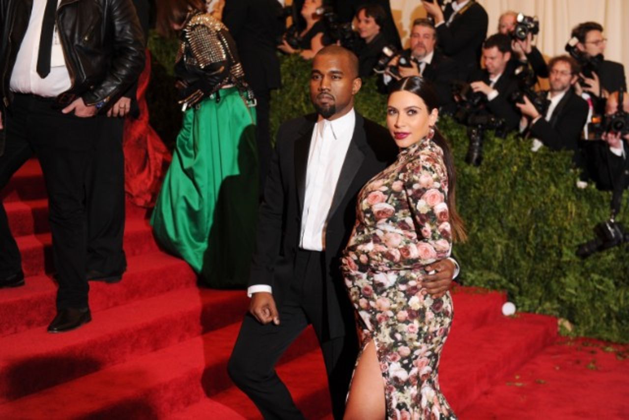 Kim Kardashian and Kanye West arrive at the Costume Institute Gala at the Metropolitan Museum of Art in New York City.