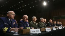 .S. military leaders, including all six members of the Joint Chiefs of Staff, testify before the Senate Armed Services Committee on pending legislation regarding sexual assaults in the military June 4, in Washington, D.C.