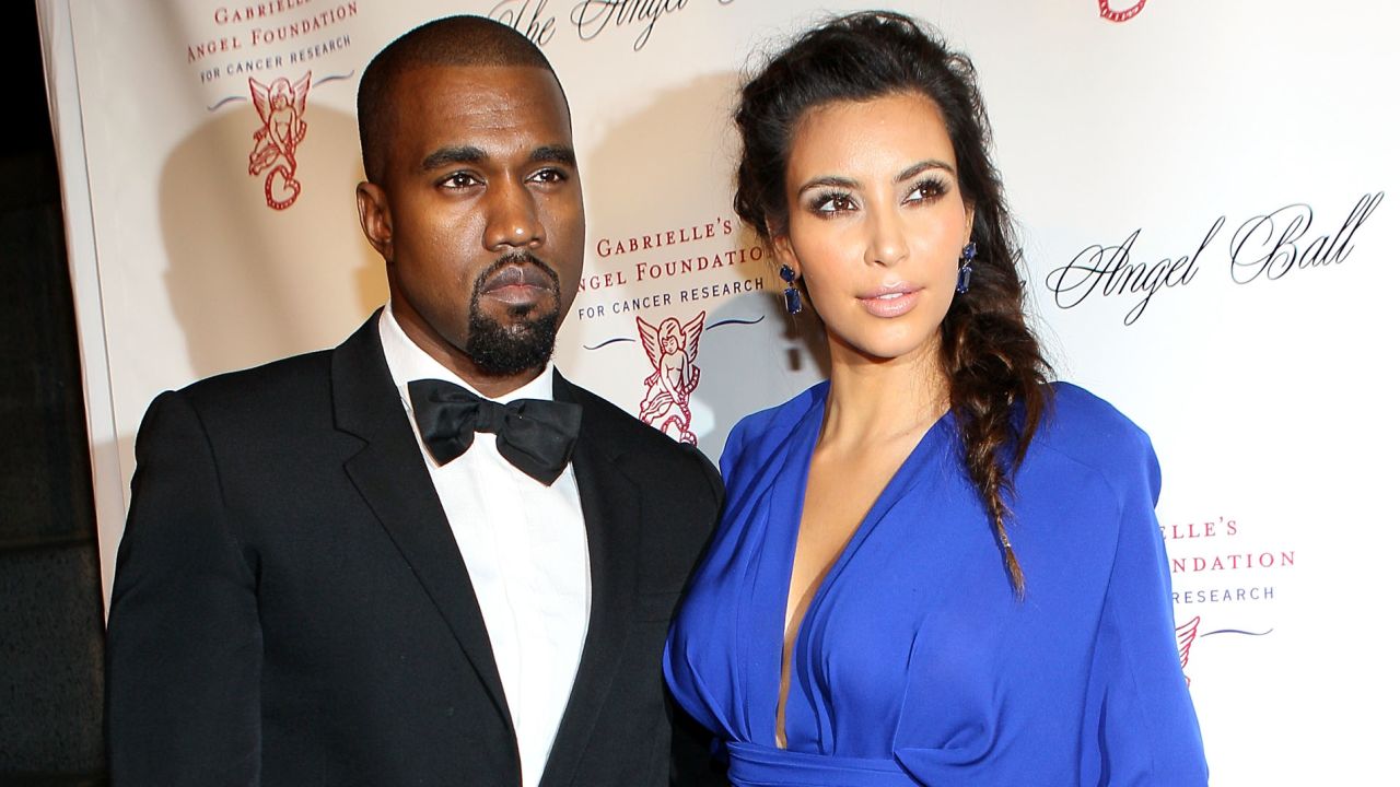 Kanye West and Kim Kardashian attend the Angel Ball in New York in 2012.