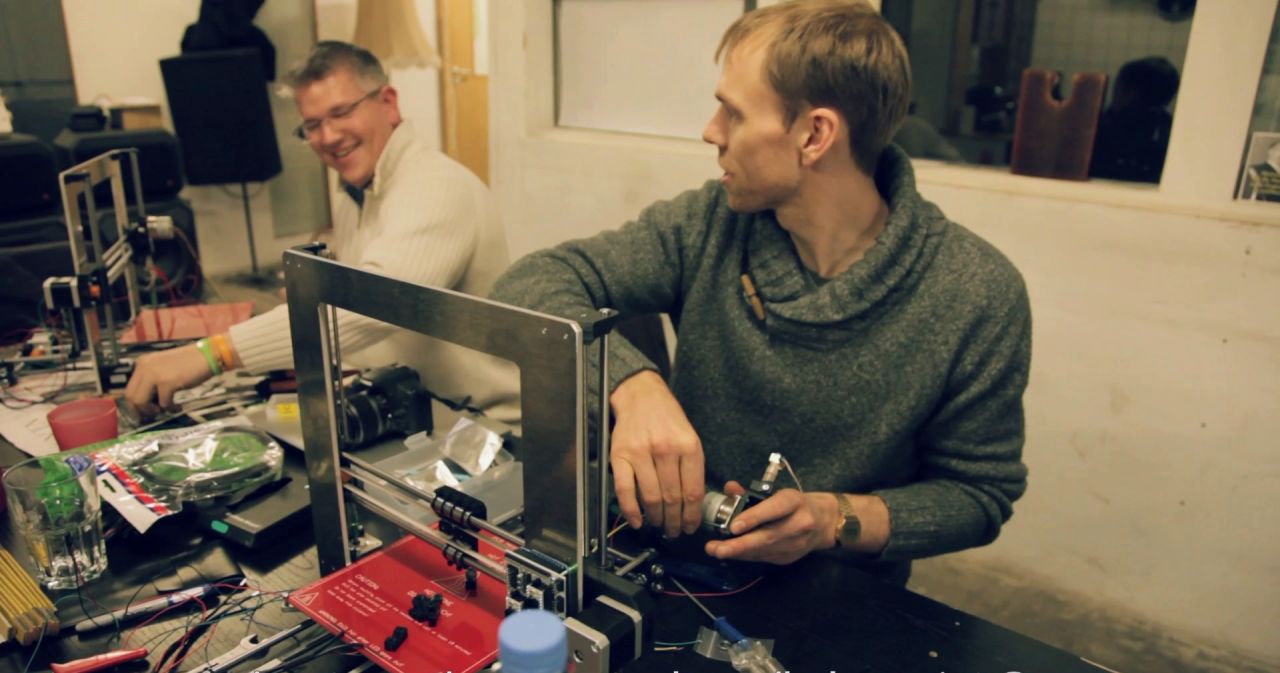 Sam Muirhead has decided to live for a year using or developing products and projects that are shared under open licenses. Wolf Jeschonnek, right, is the founder of the Berlin Fab Lab, the city's first open digital fabrication studio, which has recently started using 3D printing.