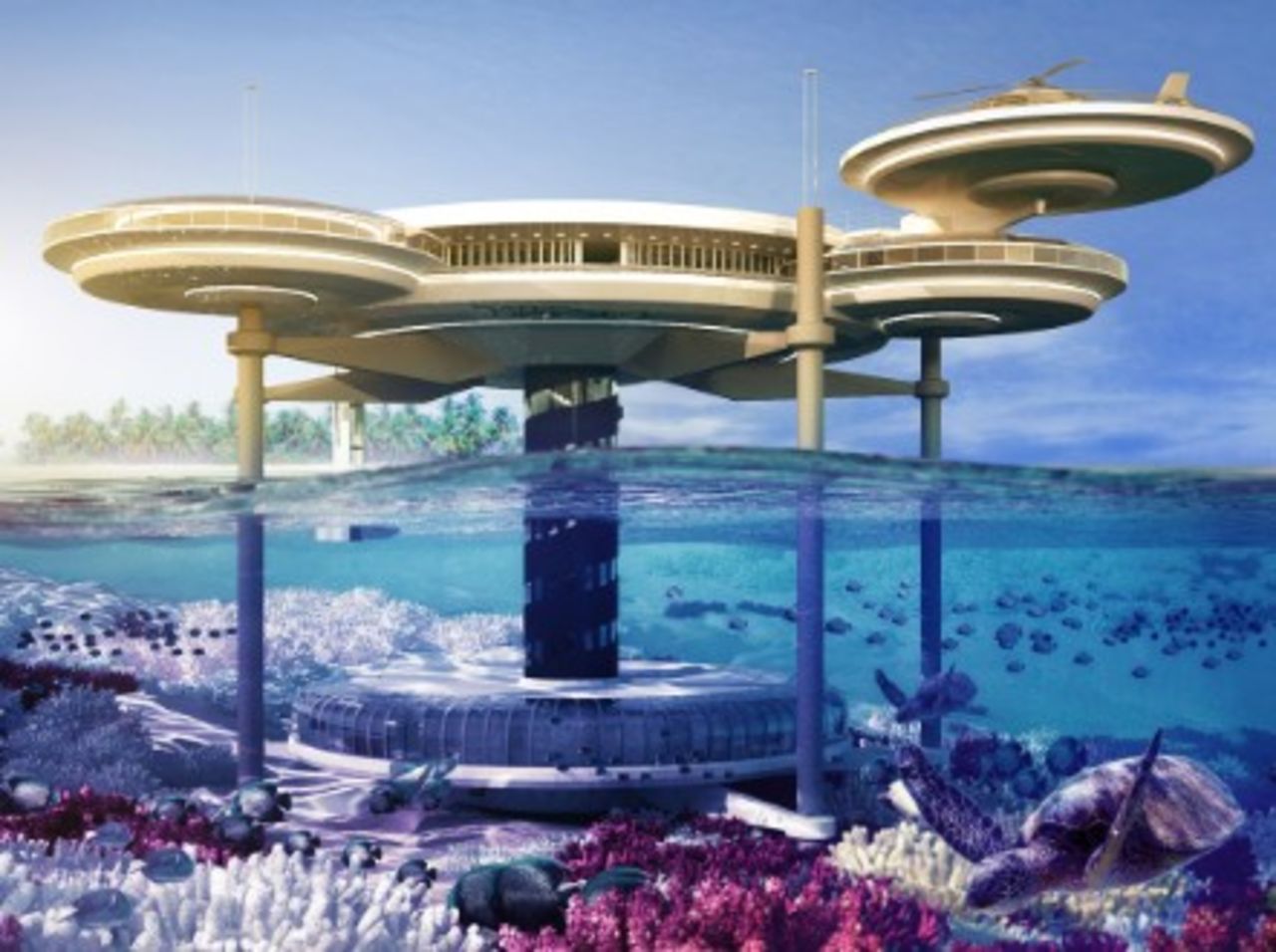 The Water Discus Hotel, to be built in the Maldives. - (Deep Ocean Technology)