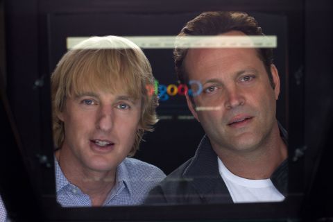 Owen Wilson, left, and Vince Vaughn star in "The Internship," about two fortysomething men trying to land jobs at Google. The movie, which opens Friday, was made in cooperation with the giant tech company, although Google had no authority over its final cut.