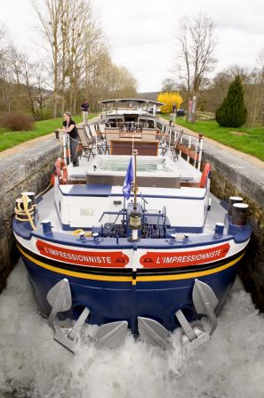 Going through the locks on the Burgundy Canal is an adventure in itself. Many have lock keepers -- beefy men who come running when barges pull up. 