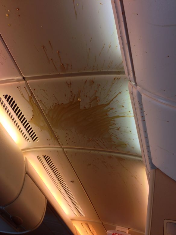 Coffee is served -- on the ceiling. 