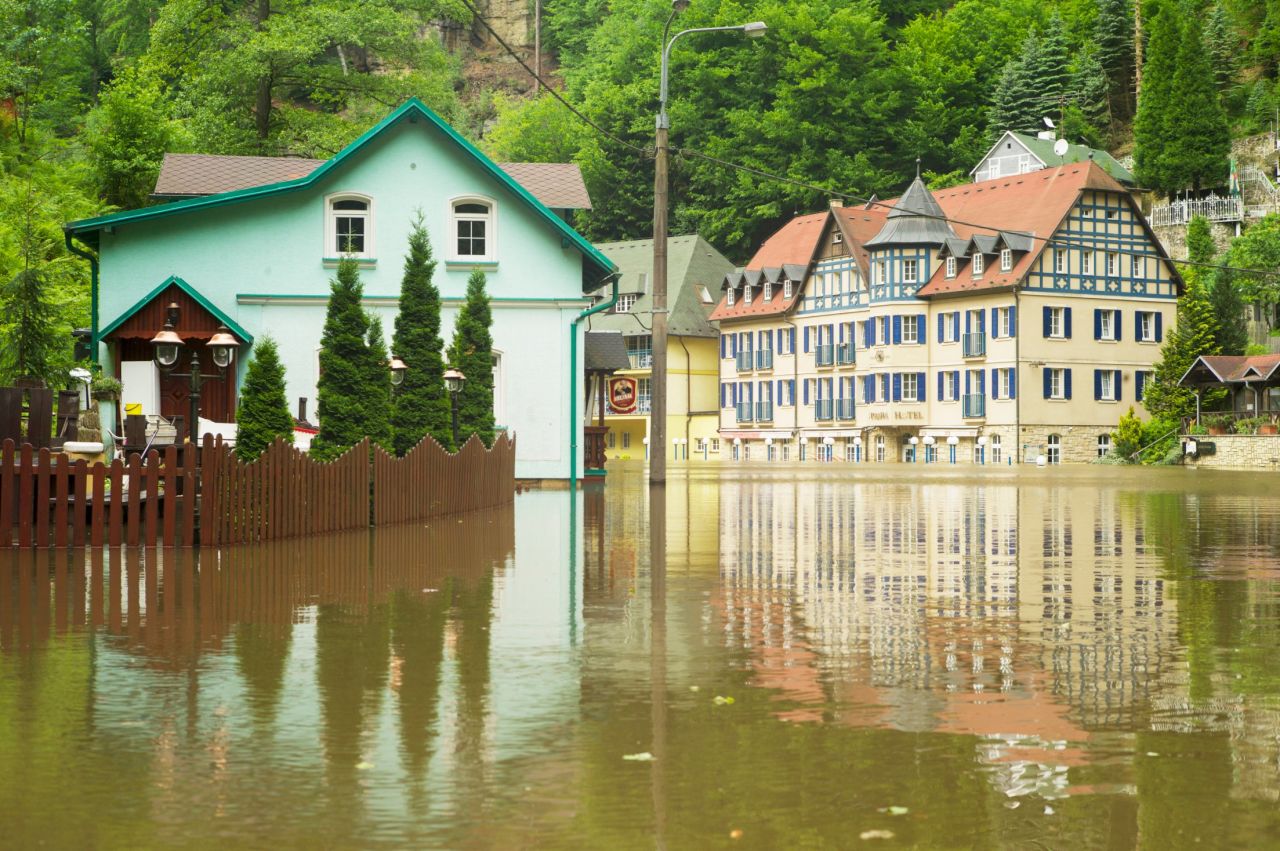 Flooded streets in Decin, northern Bohemia, on June 5.