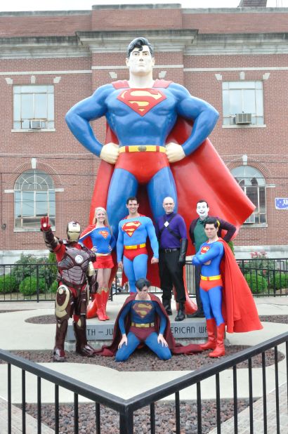 Metropolis' official Superman, Josh Boultinghouse, (back row, center) poses with winners of the 2012 costume contest, part of the town's annual Superman Celebration. This year the event takes place from June 6-9.