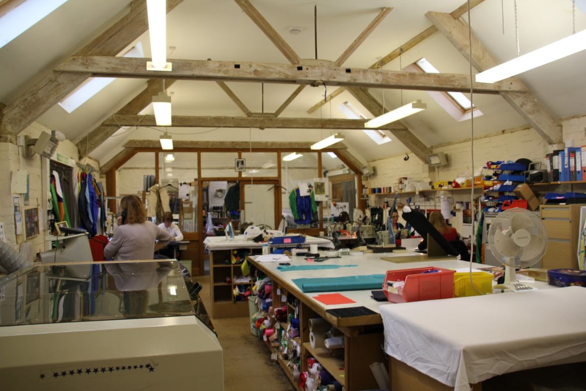 While jackets were originally made from silk, today they are more likely to be made from a lycra and polyester mix, in specialized factories such as Allertons (pictured) in Britain. 