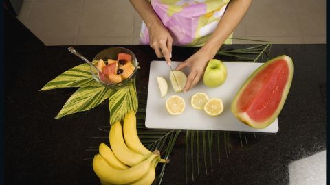 Cut up fruit after shopping so you have a healthy snack.
