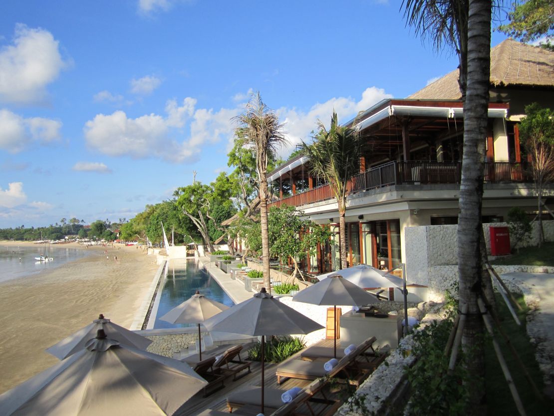 Sundara bar and restaurant blends in well with Bali's Jimbaran Bay.