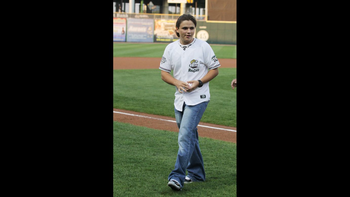 Prince Michael Joseph Jackson Jr. attends a baseball game in August 2012 during a visit to his late father's hometown of Gary, Indiana.