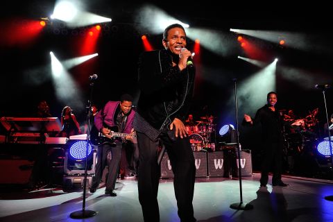 Sigmund Esco "Jackie" Jackson, center, is the second of Joe and Katherine's children. He has two children with Enid Spann: Sigmund Esco "Siggy" Jackson Jr. and Brandi Jackson. Here he performs with brothers Tito, left, and Marlon Jackson in Los Angeles in July 2012.