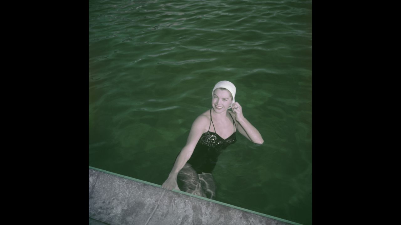 Williams poses in the pool circa 1950.  