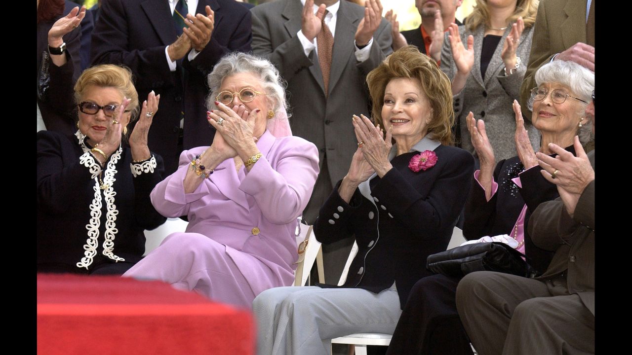 Williams, left, along with Ann Rutherford, Cara Sue Collins and Betty Garrett, attends a ceremony for Ted Turner's star on the Hollywood Walk of Fame on April 8, 2004.  