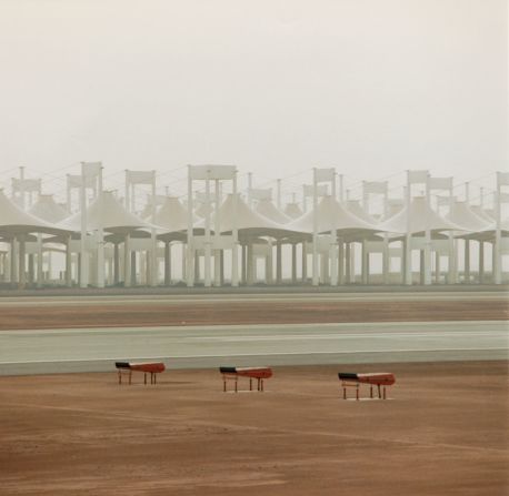 The roof design of King Abdulaziz airport's Hajj Terminal is reminiscent of the traditional desert tents once used to shelter pilgrims as they made their holy journeys across the desert.