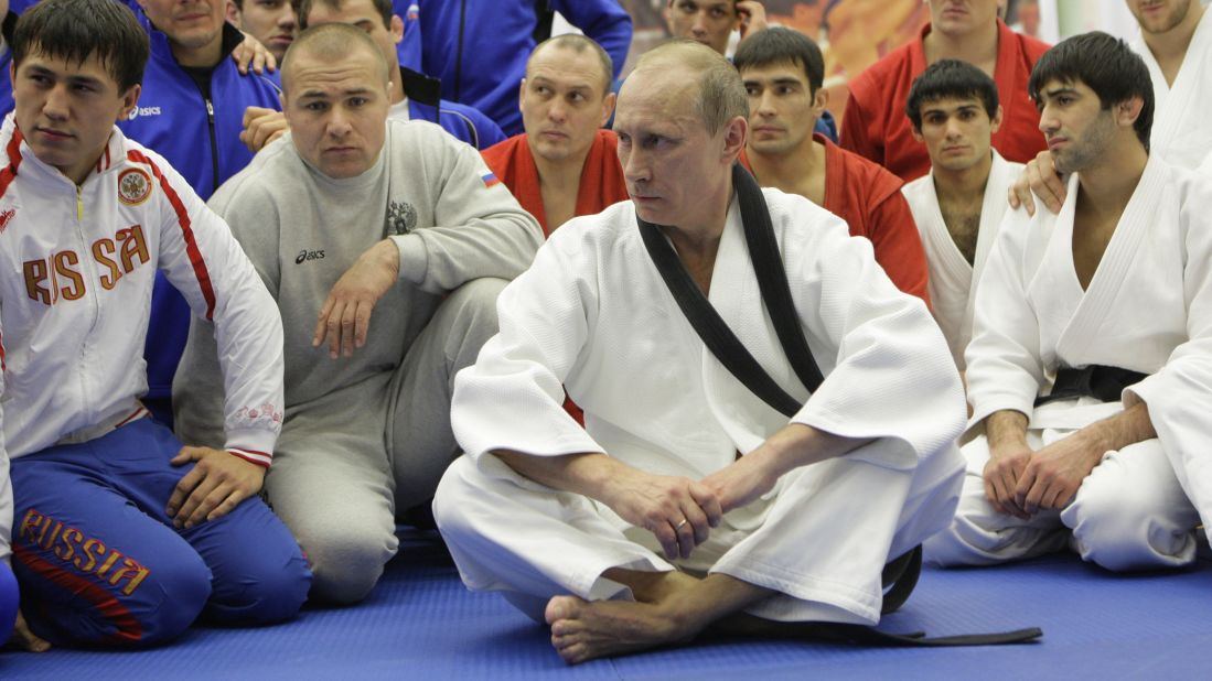 Putin takes part in a judo training session at a sports complex in St. Petersburg in December 2010. Putin holds a black belt in judo.