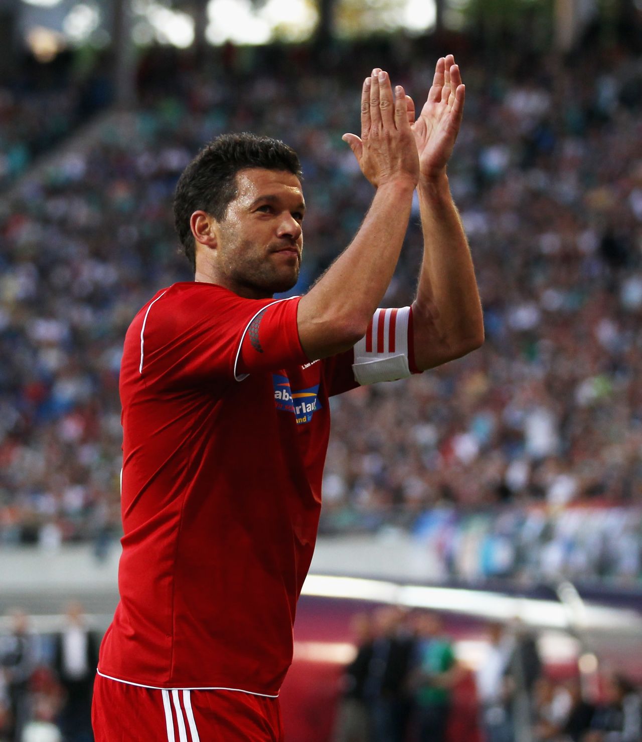 A capacity 44,000 crowd attended the game between a World XI and a Germany XI to salute Ballack's career which saw him play for Kaiserslautern, Bayer Leverkusen and Bayern Munich in Germany, and Chelsea in England.