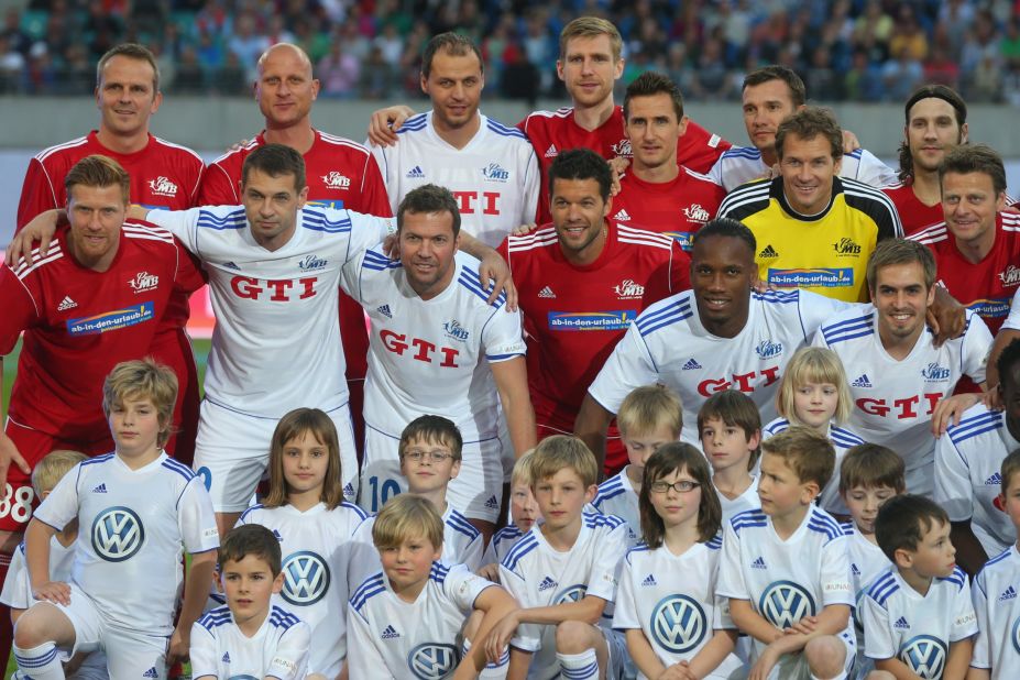 A host of stars turned out for Ballack's match, who became emotional when he left the field in the 83rd minute as Frank Sinatra's 'My Way' rang round the stadium.