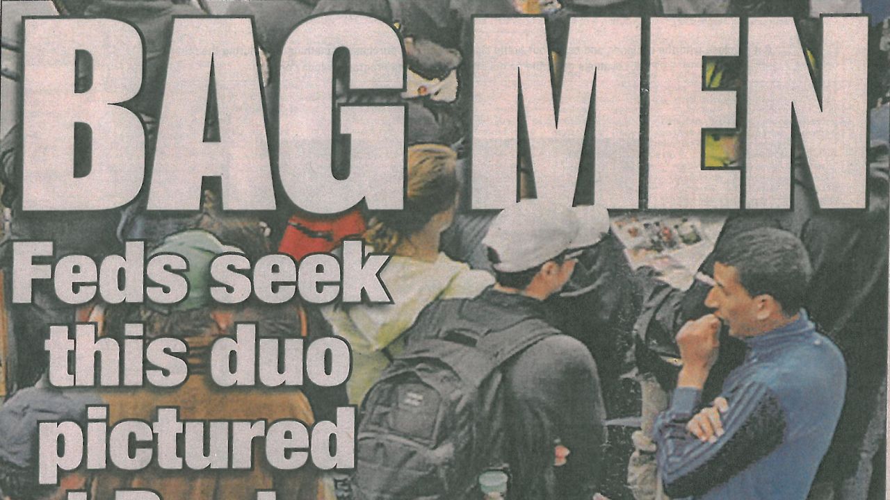 The New York Post cover identifying "Bag Men" in Boston Bombings.