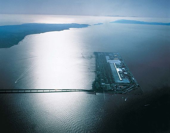 Kansai International Airport is located on an artificial island in the middle of Japan's Osaka Bay.