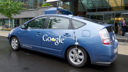 The Google self-driving car maneuvers through the streets of Washington