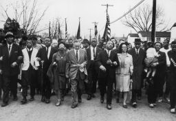 1965: Martin Luther King and his wife Coretta Scott King lead a voting rights march from Selma, Alabama, to the state capital in Montgomery. 