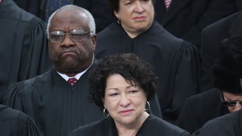 Thomas at Obama's 2013 inauguration with Justice Sonia Sotomayor, who said affirmative action changed her life.