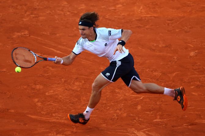 Ferrer in action against Tsonga on June 7.