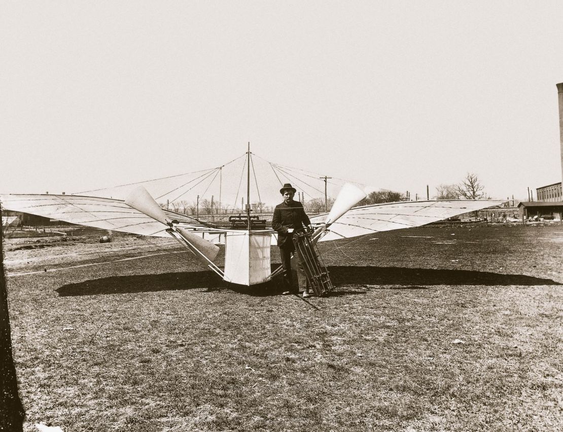 In this undated photo, Gustave Whitehead stands with his aircraft.