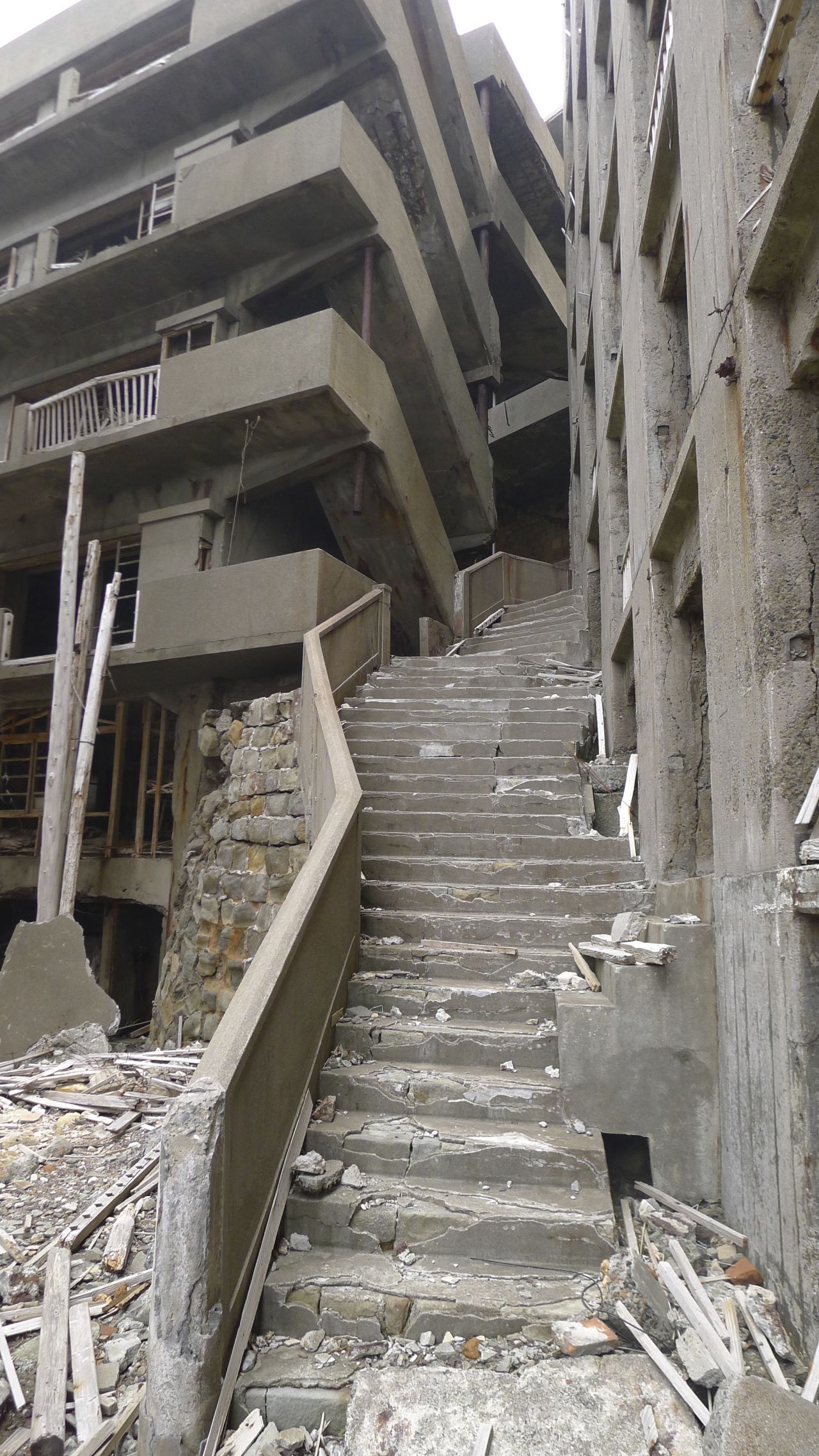 The same staircase captured more than half a century later.