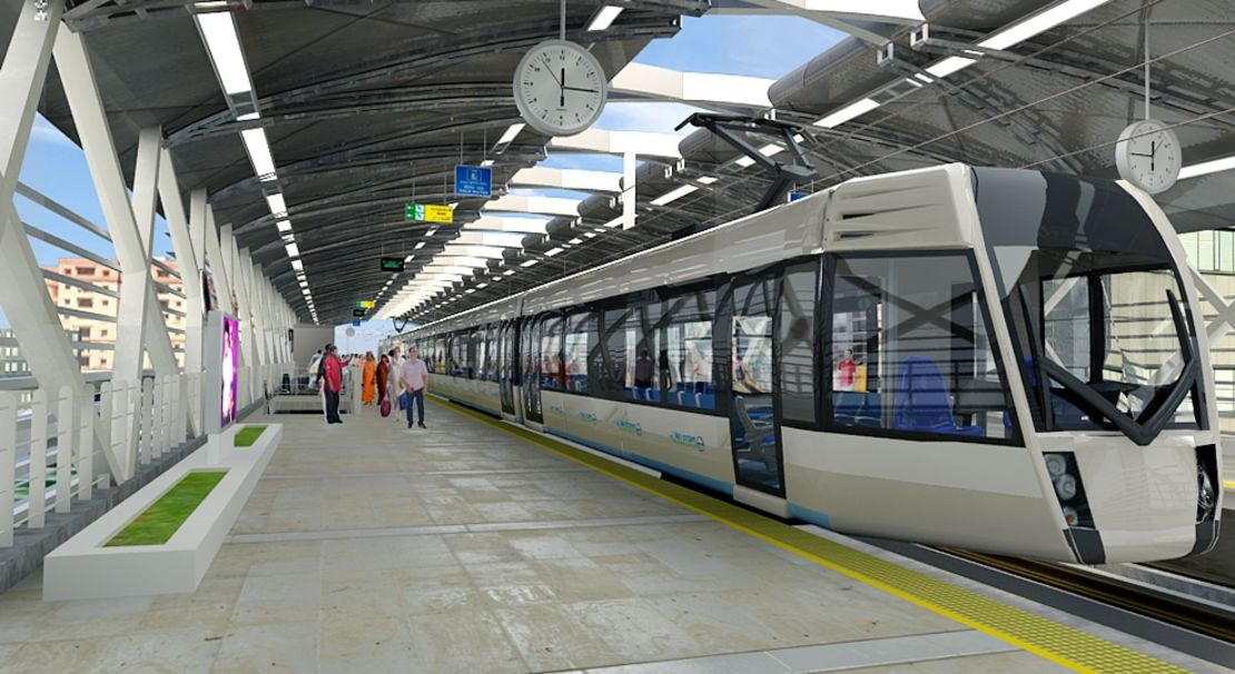 An artists impression of Hyderabads new Metro system.