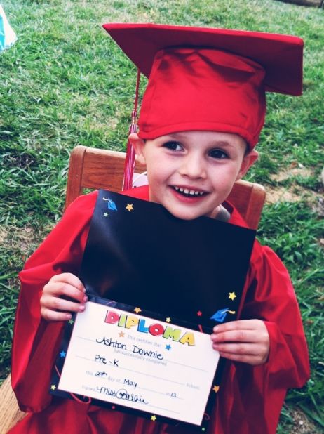 <a href="http://ireport.cnn.com/docs/DOC-983716">Ashton Downie</a> was one of three graduates from B&B Love and Care Center in Roseville, California. After the ceremony, the preschool held an ice cream social reception and provided a bounce house for the children to play in. They had much to celebrate! This year, Ashton learned to clearly write his name (first and last), and he recognizes all upper- and lower-case letters and can count to 20. 
