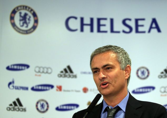 Chelsea manager Jose Mourinho talks to the media during his comeback press conference at Stamford Bridge on June 10.