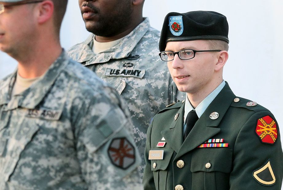 Army Pfc. Bradley Manning was convicted July 30 of stealing and disseminating 750,000 pages of classified documents and videos to WikiLeaks, and the counts against him included violations of the Espionage Act. He was found guilty of 20 of the 22 charges but acquitted of the most serious charge -- aiding the enemy. Manning is set to speak in his defense when he takes the stand during the sentencing phase of his court-martial on Wednesday, August 14. He could face up to 90 years in prison if the judge imposes the maximum sentence.