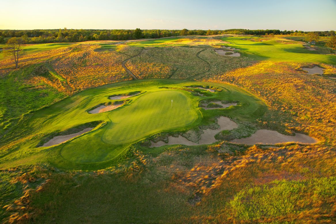 Erin Hills hosted the U.S. Amateur in 2011 and will host the U.S. Open in 2017. The 7,823-yard, par 72 course is a walking-only course, with neither motorized nor pull carts allowed. Green fees: $200. 